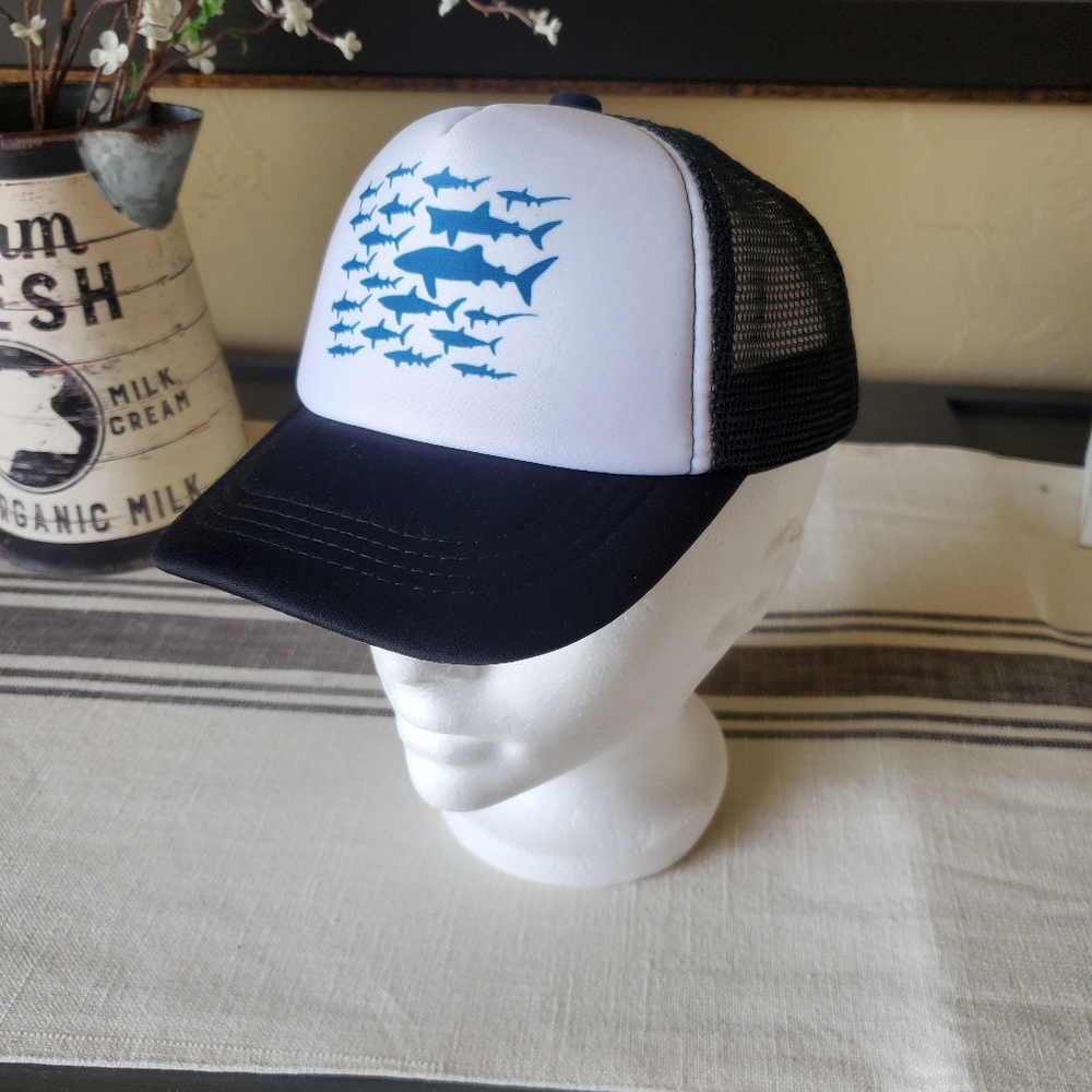 NWOT Child's Shark Trucker Hat, snapback, lightweight, adjustable